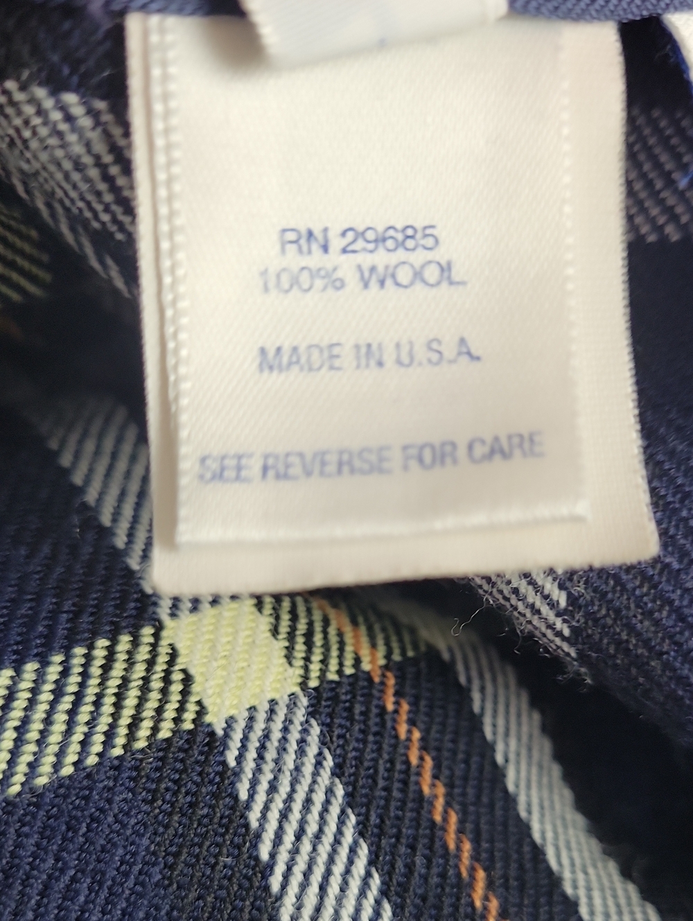 Vintage Pendleton plaid schoolgirl wool skirt navy blue yellow white 18 - Picture 5 of 6
